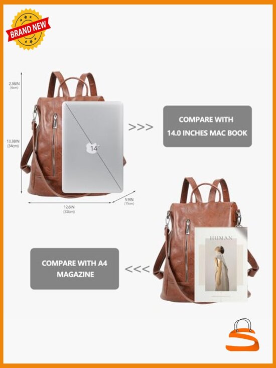 PU Leather Anti-theft Backpack Purse 3-in-1 Ladies Satchel Bag main image 7